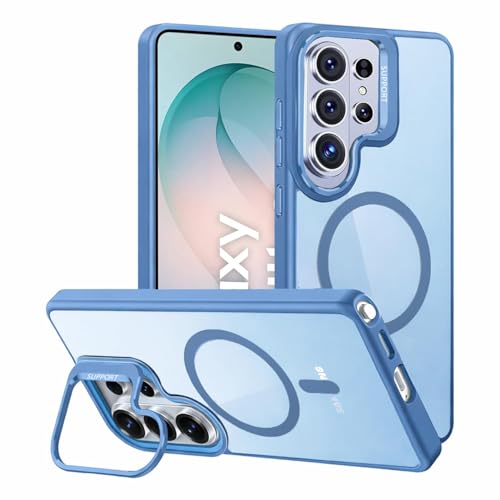 Image of VONZEE Compatible for Samsung S26 Ultra 5G Case, Compatible with MagSafe, Military-Grade Protective Case, Built-in Stash Stand Phone Case, Scratch-Resistant Back Cover, Classic Series|Official Blue