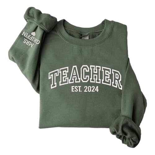 Personalized Embroidered Sweatshirt, Kindergarten Teacher Gift, Teacher Day Shirt