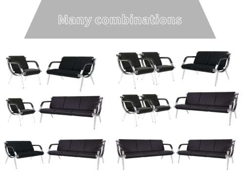 Kinfant Waiting Room Chairs Reception Furniture - PU Leather Chair for Guest Reception Airport Hospital Bank (3-Seat) - Thumbnail 4