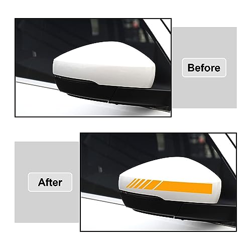 Image of Augeny 4 PCS Car Rear View Mirror Stickers, Waterproof Vinyl Auto Side Rearview Mirror Stripes, Universal Reflective Anti-Collision Striped Warning Decal for Most Vehicles (Yellow)