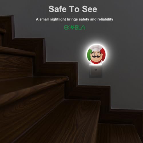 Image of EKOBLA Italian Chef Night Light, Cute Cartoon Chef Night Lights Plug Into Wall with Auto Sensor for Holiday Gifts