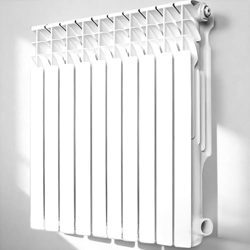 Quiet Energy Saving Hot Water Radiator, 10-Panel Wall-Mounted Aluminum Radiator Heater for Kitchen, Bathroom and Bedroom