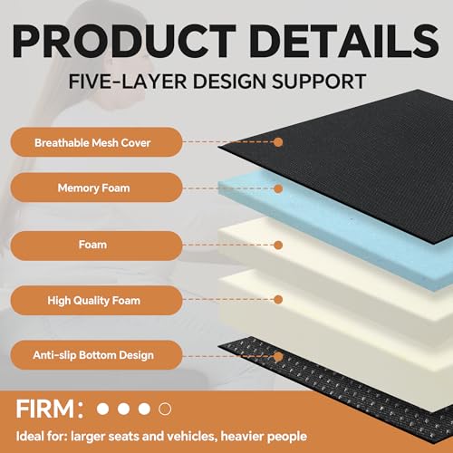 BALAPET Extra Thick Seat Cushion, Memory Foam Office Chair Booster Cushion to Raise Seat Height for Back & Tailbone Pain Relief, Tush Cushion Car Seat Cushions for Short/Overweight People(20x17.5x6in) by BALAPET - Image 3