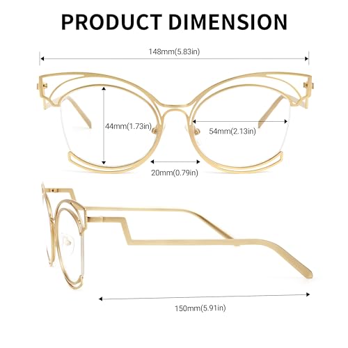 Image of VOOGLAM Oversize Cat Eye Eyeglasses for Women with Non-prescription Clear Lens Maggie GM0340