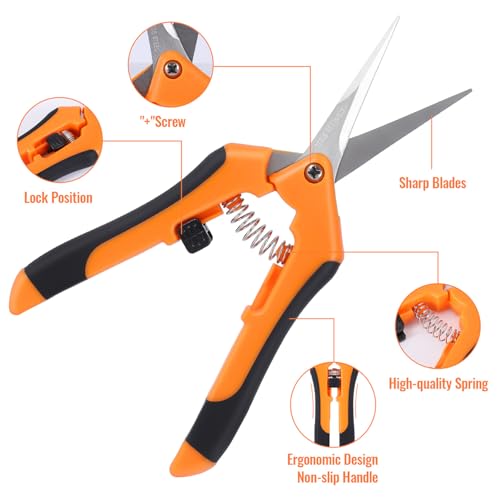 Laicky 3 Pcs Gartenschere,16.5cm Pflanzenschere, Snips mit geraden Edelstahl Präzisionsklingen für Gartenarbeit Blumenpflanze Präzises Beschneiden, Schneiden Wartung.