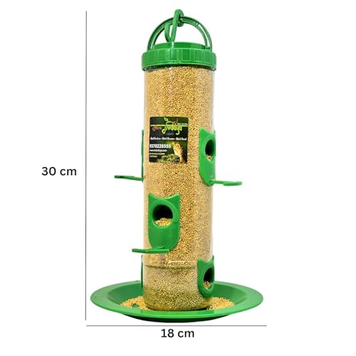Image of Large Bird Feeder I Hanging Bird Feeder for Balcony I Outdoor Bird Food Feeder I 900 Capacity I Premium Hard Plastic Weatherproof, Attracting for Wild Birds (Green, Pack of 5 Pcs)