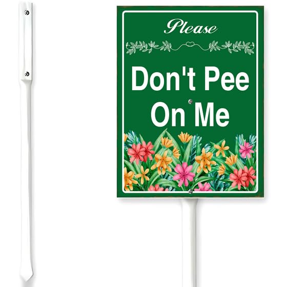 Horienteeon Garden Sign Don't Pee On Me Sign With Stake No Trespassing Private Property Neighborhood Grass Aluminium Garden Grassland/Lawn Decorations 7x8.8"