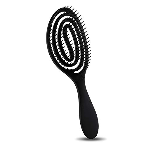 BLACK EGG Vented Flex Detangling Hair Brush Quick Dry Brush Professional Detangler Hair Brush Wet or Dry Hair for All Hair Types for Women Men Kids (Round)