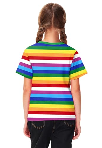 Image of Deerose Kids Striped Shirts Short Sleeve Boy Girls July 4th Patriotic Tee Top 3-14 Years