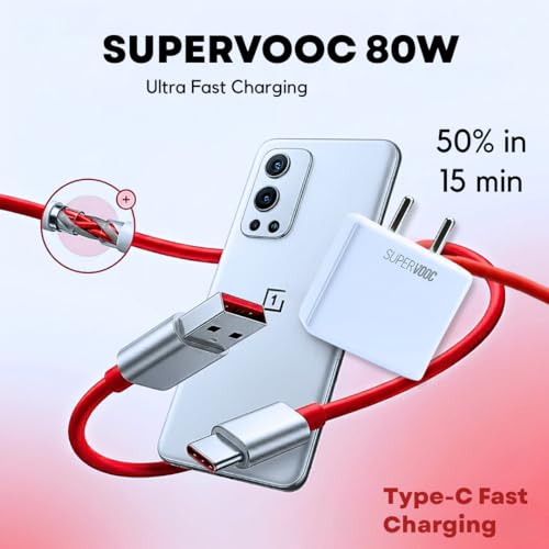 Image of 80W SUPERVOOC Fast Charger | Power Adapter Compatible with OnePlus 12 12R 11 11R 10 10R Nord CE3 Lite Nord 2T Nord CE 2 Lite Nord 5G - Ultra-Fast PD Charging Support| Original Fast Charging