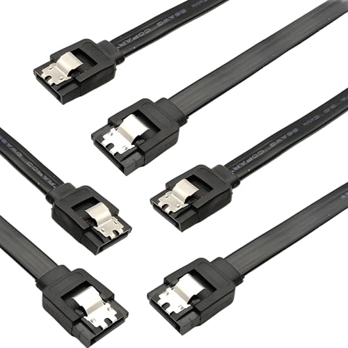 afhgdjr 3 Pcs Cable SATA 6 Gbit/s,Câbles SATA III 6 Gbit/s Droits SDD,50 cm,pour Disques durs,Lecteurs CD et DVD,Adaptateur SSD - HDD,50cm Lot de 3 Noir