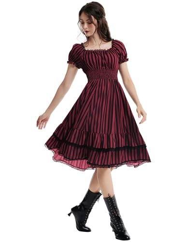 Image of Scarlet Darkness Women Goth Steampunk Pirate Corset Midi Dress
