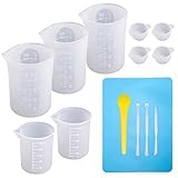 Large Silicone Measuring Cups and Tools Set Silicone Mixing Cups Stir Sticks Spoons Silicone Mat for Epoxy Resin Casting DIY Slime Art Making Waxing Kitchen