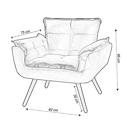 Poltrona Opala Decorativa para Sala e Quarto Pés Palito Suede Vermelho - V&G DECOR