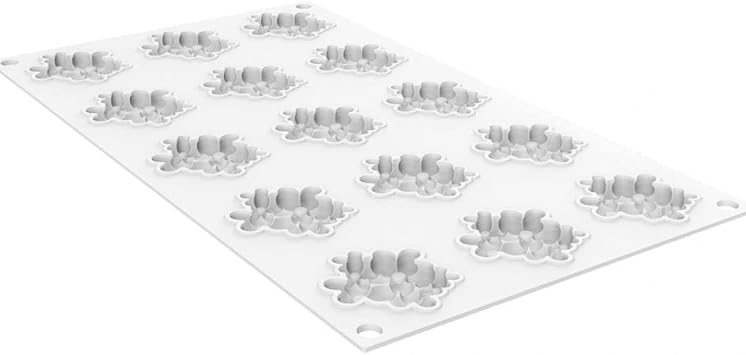 Silikomart Flora 7 Dessert-Top Silicone Baking Mold with 15 Cavities 1.77 Inch Diameter x 0.28 Inch High