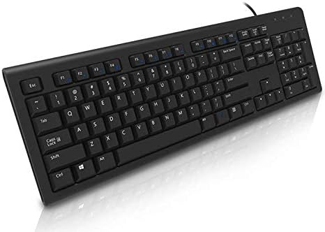 French European AZERTY Black Keyboard - White/Ivory Characters/Letters/Legends - USB Wired Plug Connection