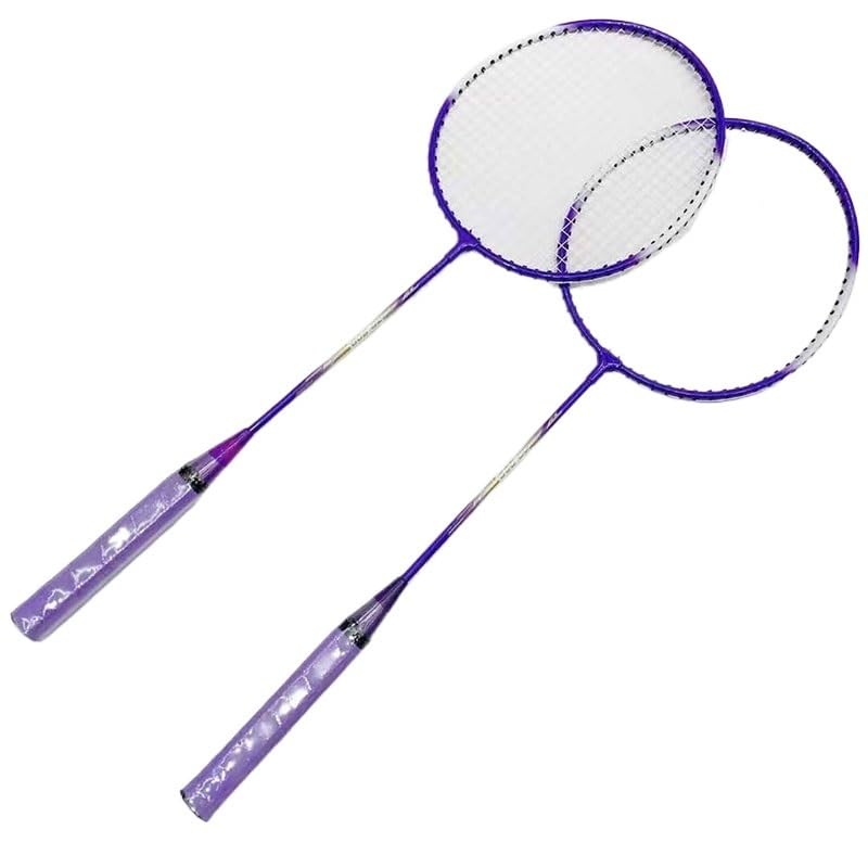 Badminton Racket with Racket Bag Iron Alloy Primary Training Racket(Purple)