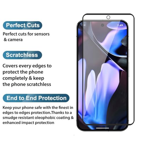 Image of POPIO Tempered Glass Screen Protector Compatible for Google Pixel 9 Pro XL (Black) with Edge to Edge Coverage and Easy Installation kit