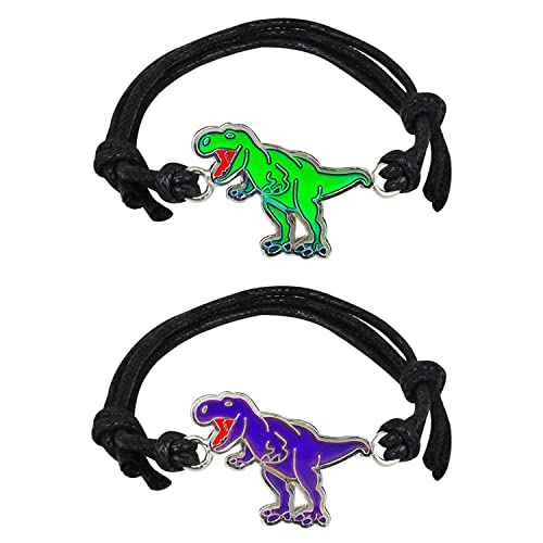 Paquete de pulseras de dinosaurio de 2 pulseras de estado de ánimo para niños | Pulsera de caballo para niñas en colores del arco iris Pulsera de humor cambia de color Cover