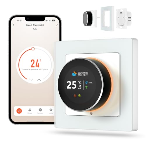 MIUCDA Smart Thermostat Wasser Fussbodenheizung WiFi Drehknopf Raumthermostat Digital Heizungsthermostat Kompatibel mit Alexa, Google Home