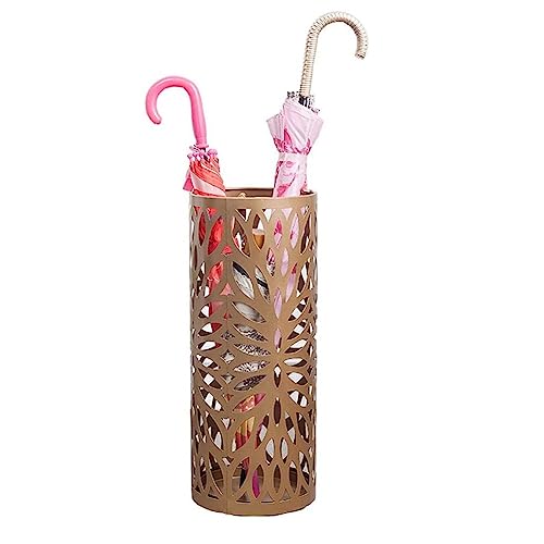 Rhghfujhgy Soporte para paraguas para el hogar, cubo hueco para paraguas, soporte de drenaje multifuncional dorado