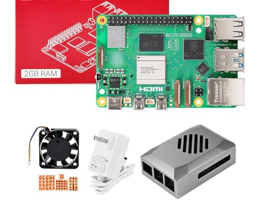 Image of Yahboom Pi 5 2GB Starter Kit with 27W 5.1V /5A Power Adapter Heat Sink and Raspberry Case (Pi5 2GB, Basic Kit)
