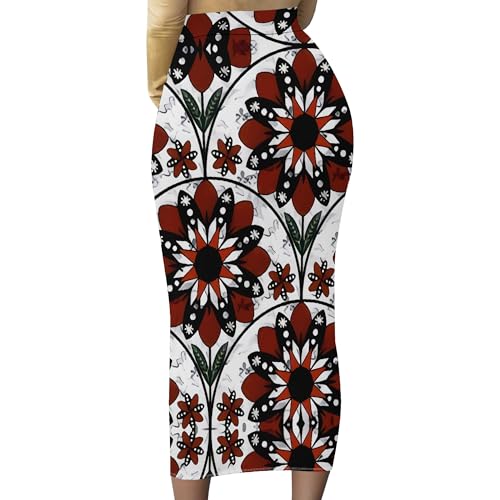 Women's High Waist Slim Bodycon Party Club Night Out Maxi Long Pencil Skirts Casual Elegant Floral Stretch Work Skirts Dress3