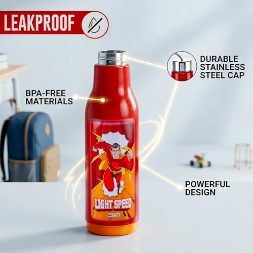 Image of Nayasa Whip 900 ml Insulated Inner Steel Water Bottle | Wide Mouth Leakproof Bottle | BPA-Free Durable Water Bottle | Red