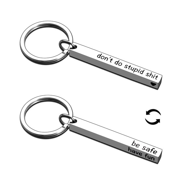 Dont Do Stupid Sh T Keychain for Boys Him Back to Scool Gifts for Girls Her New Driver Keychain Birthday Gift for Adult Son Daughter from Mom Dad Dumb Stupid Gift for College Funny Boy Keychain