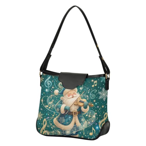 Selerdon Women Shoulder Handbag Santa Violin Music Clutch Purse