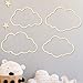 4 Pieces Boho Nursery Cloud Star Wall Decor Wooden Babyroom Moon Rattan Wall Decor Wooden Rainbow for Children Baby Kids Boys Girls Bedroom Nursery Pendant(Cloud)