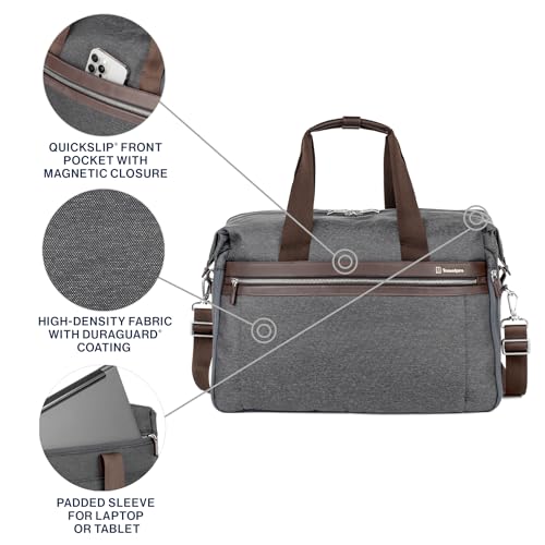 Image of Travelpro Platinum Elite Carry on Soft Travel Duffel Bag, Weekender, Gym Bag, Men and Women, 19 Inch, 49L, Vintage Grey