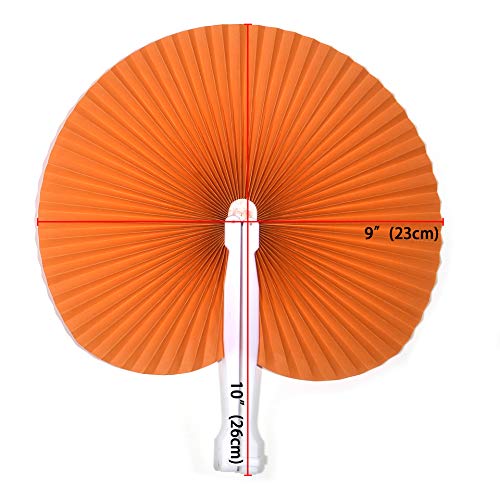 Bestage 20 Pack Folding Handheld Fans Paper Orange Wedding Round Shaped Accordion Fans Assortment With Plastic Handle For Birthday Party Favors Kids Supplies #TOP1