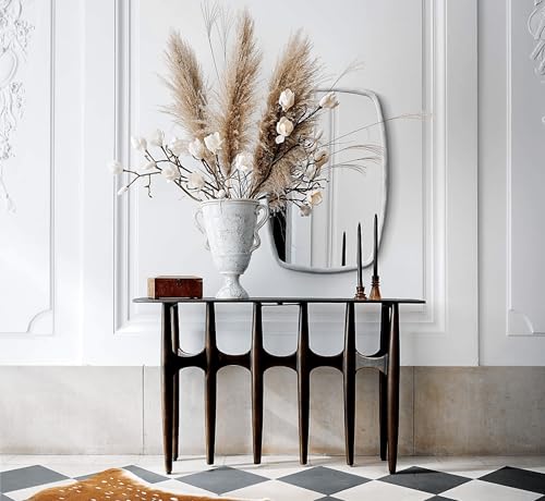 Image of Gharaana Lara Wooden Console Table | 100% Solid Mango Wood | Dark Walnut Finish | Entryway & Living Room Furniture | 48x12x32 inches