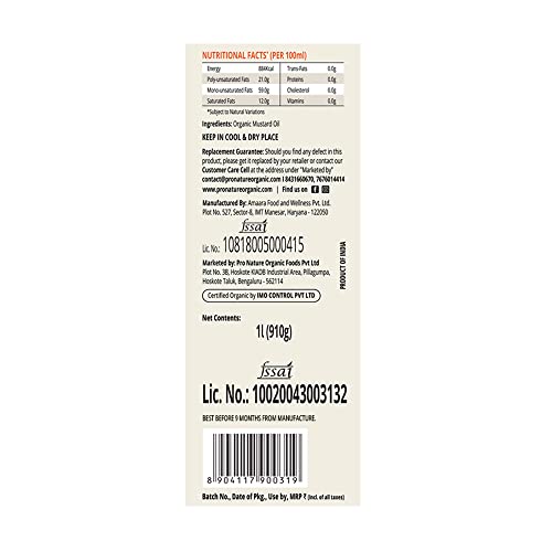 Image of Pro Nature 100% Organic | Mustard Oil 1l � 3