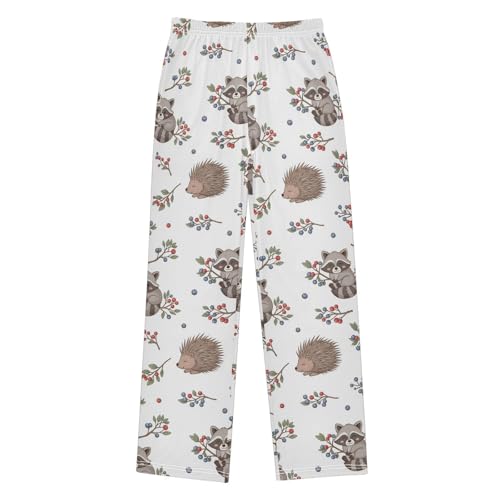 J JOYSAY Cartoon Raccoon Blueberry Pajamas Pants Soft Long Pajama Bottoms Lounge Sleep Pants Size S-XL - Main Image