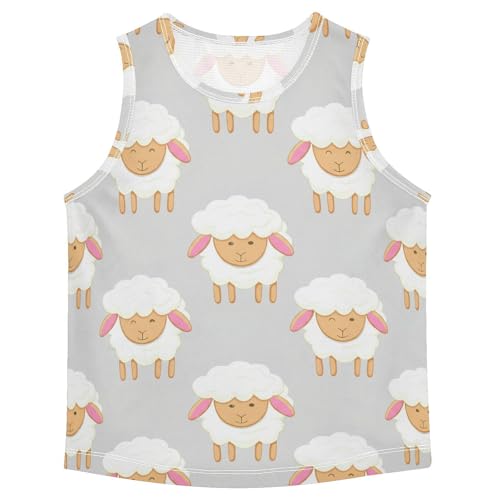 J JOYSAY Cartoon Cute Light Gray Boys Tank Top Sleeveless Muscle Shirts Quick Dry Kids T-Shirts 3-15T