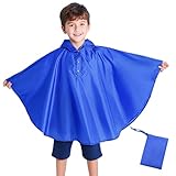 Keyck Mantellina Pioggia Bambini, Impermeabile Bambino Poncho Leggera Traspirante Giacca Bambina con Cappuccio, Riutilizzabile Ragazzi Ragazze Mantella Antipioggia 3-5 Anni, Blu