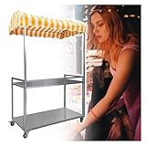 Faltbarer Street Food Händlerwagen, mobiler Metallverkäufer, Kiosk-Stall, Straßensnackwagen auf Rädern, kommerzieller Outdoor-Klappwagen für Straße, Veranstaltungen (Blau, 60 x 120 cm)