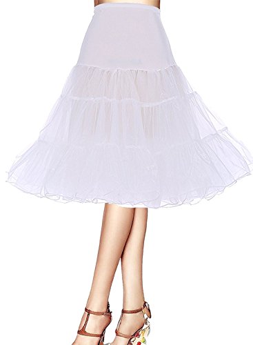 Minetom 50er Jahre Petticoat Vintage Reifrock Unterrock Petticoat Underskirt Crinoline für Wedding Bridal Rockabilly Kleid Elfenbein EU XS