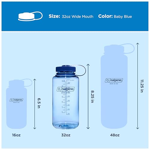 Image of Nalgene 32 oz Wide Mouth Water Bottle | BPA-Free, Durable & Leak Proof, Lightweight Bottle for Hiking & Gym, Work & Travel