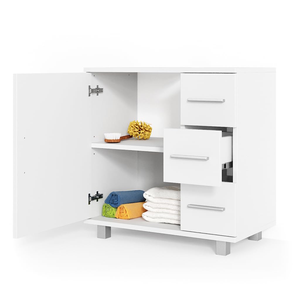 Vicco Mueble bajo Lavabo Ilias, Blanco, 60 x 60.8 cm | con recorte para sifón para instalación en lavabo
