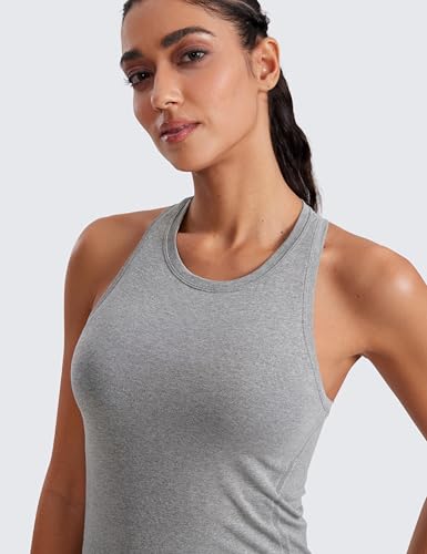 Image of CRZ YOGA Seamless Racerback Tank Waist Length | Training, Chafe-Free, Slim Fit, Crewneck, Mesh Vents, Workout, Sleeveless Tops for Women