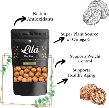 Image of LILA DRY FRUITS Walnut Inshells 900 Grams | Premium Sabut Akrot 100% Natural | High in Protein & Iron | Low Calorie Nut | Ideal for Snacking, Healthy Tasty | Dry Fruit Perfect for Gifting