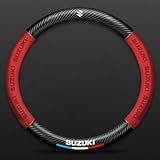 IGJCHUSYG Auto Lenkradbezug für Suzuki Ignis 2017-2018, Anti Rutsch Auto Lenkradhülle für Herbst und Wintersaison Suede Auto Lenkradbezug Komfortgriff,Red