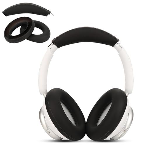 Protector de silicona para sudor con funda para diadema compatible con auriculares Anker Space Q45, accesorios suaves para almohadillas, protector resistente al sudor y fácil de limpiar (Negro) miniatura 7