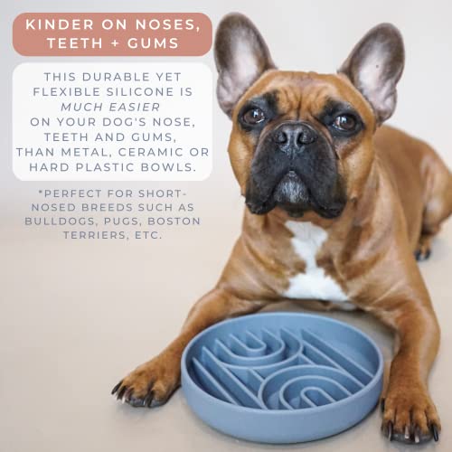 Sunday Hound Slow Feeder Dog Bowl For Small Medium Sized Dog | Silicone Dog Puzzle Bowl & Lick Mat | Non-Slip Slow Feeder For Fast Eaters | Short Snout Slow Feeder Bowl (Stone) #TOP5