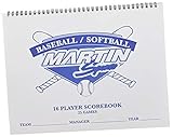 Martin Sports 16 Player, 25 Game Baseball/Softball Game Scorekeepers Scorebook