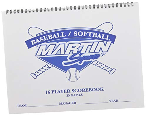 Martin Sports 16 Player, 25 Game Baseball/Softball Game Scorekeepers Scorebook