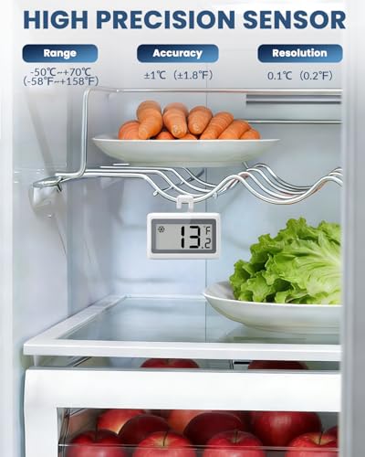 Refrigerator Thermometer Digital 3 Pack, Fridge Freezer Thermometer with Large LCD Display, Magnetic Freezer Temperature Gauge with ℃/℉ Switch for Kitchen, Home, Room